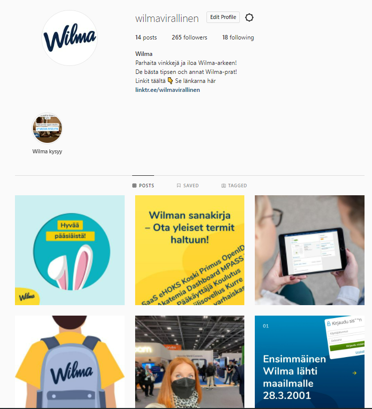 Wilmavirallinen Instagramissa