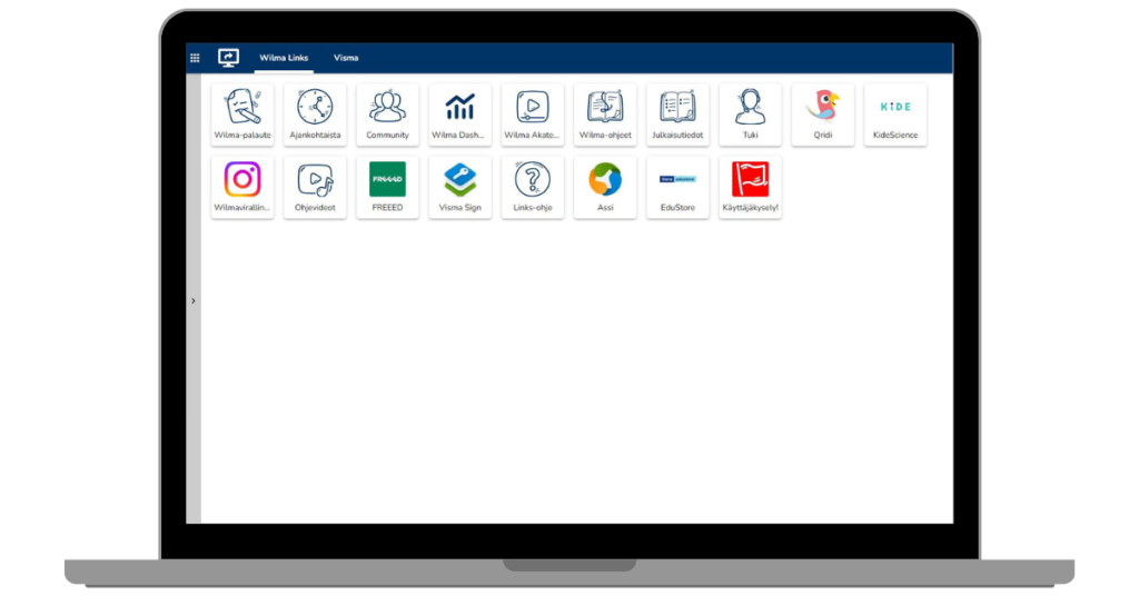 Esimerkkinäkymä Wilma Linksin digitaalisesta työpöydästä