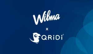 Wilman ja Qridin logot, välissä x-kirjain kuvaamassa yhteistyötä