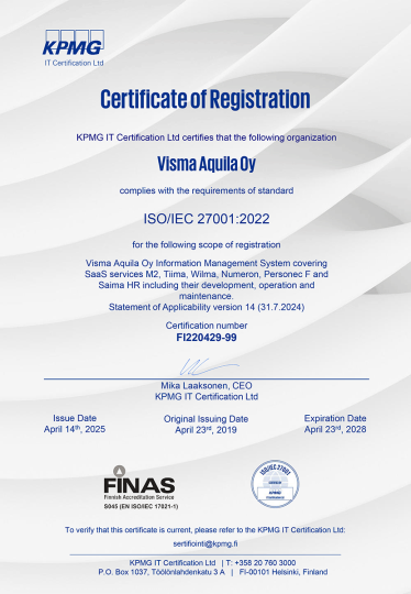 ISO certificate