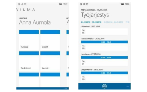 Vanha Wilma-sovellus Windows phone